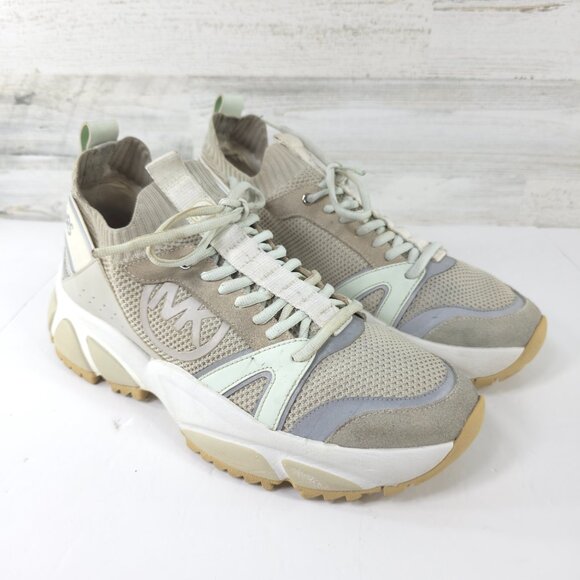 MK MICHAEL KORS LUCAS SNEAKERS Shoes MEN'S Size 10 M Lace Up GRAY Athletic SHOES - Picture 2 of 16